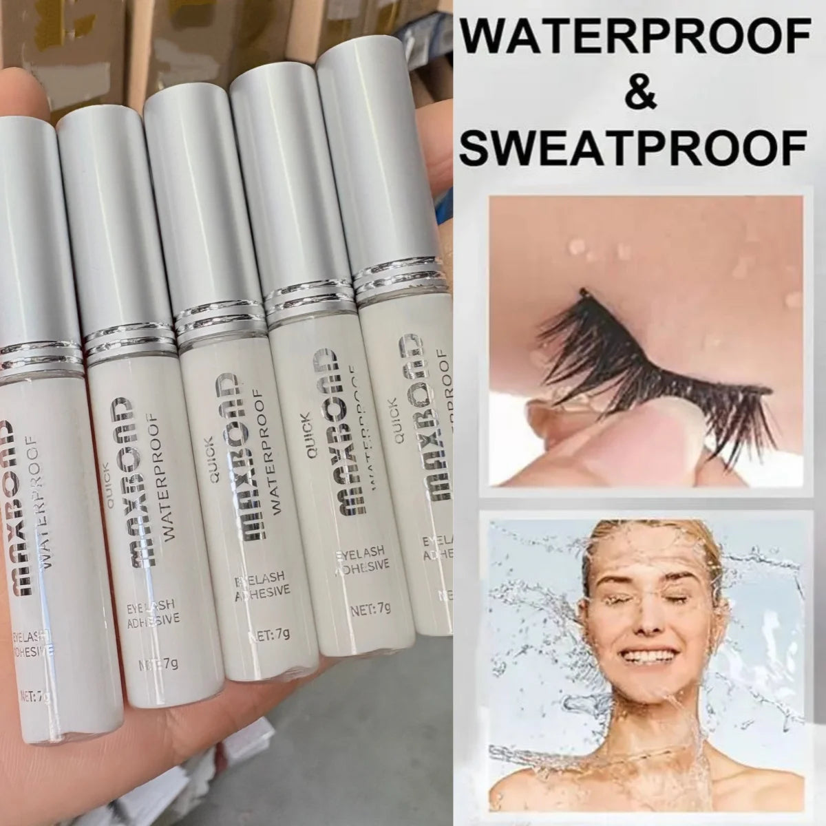 Pegamento para pestañas de 7g, Gel resistente al agua, fuerte sujeción para salón profesional y uso doméstico, adecuado para pestañas postizas/individuales/pestañas más claras