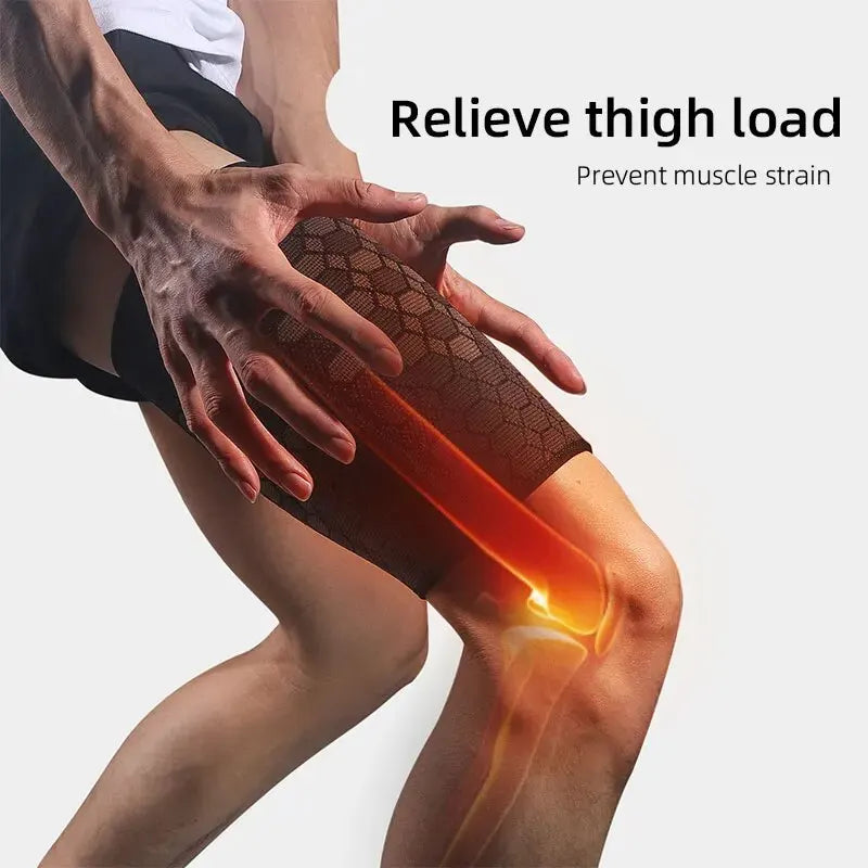 Protector de muslos deportivo de nailon de punto de alta elasticidad, mallas de tensión muscular anticaída para ciclismo, baloncesto y fútbol