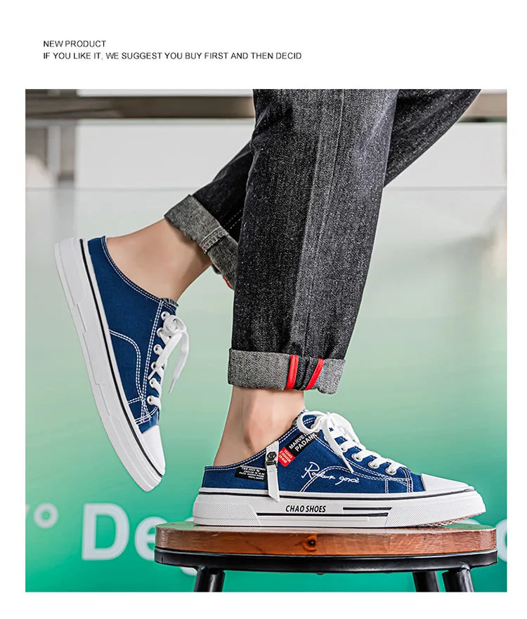 Zapatillas deportivas para hombre, zapatillas de lona transpirables con punta cerrada, mocasines a la moda para hombre, Zapatos para caminar al aire libre 2025, Zapatos de hombre