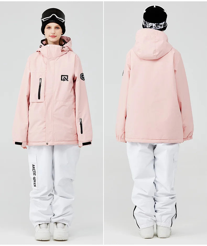 Traje de esquí para hombre y mujer, chaqueta de esquí impermeable a prueba de viento y pantalones con correa, traje cálido de invierno para pareja, novedad de 2023
