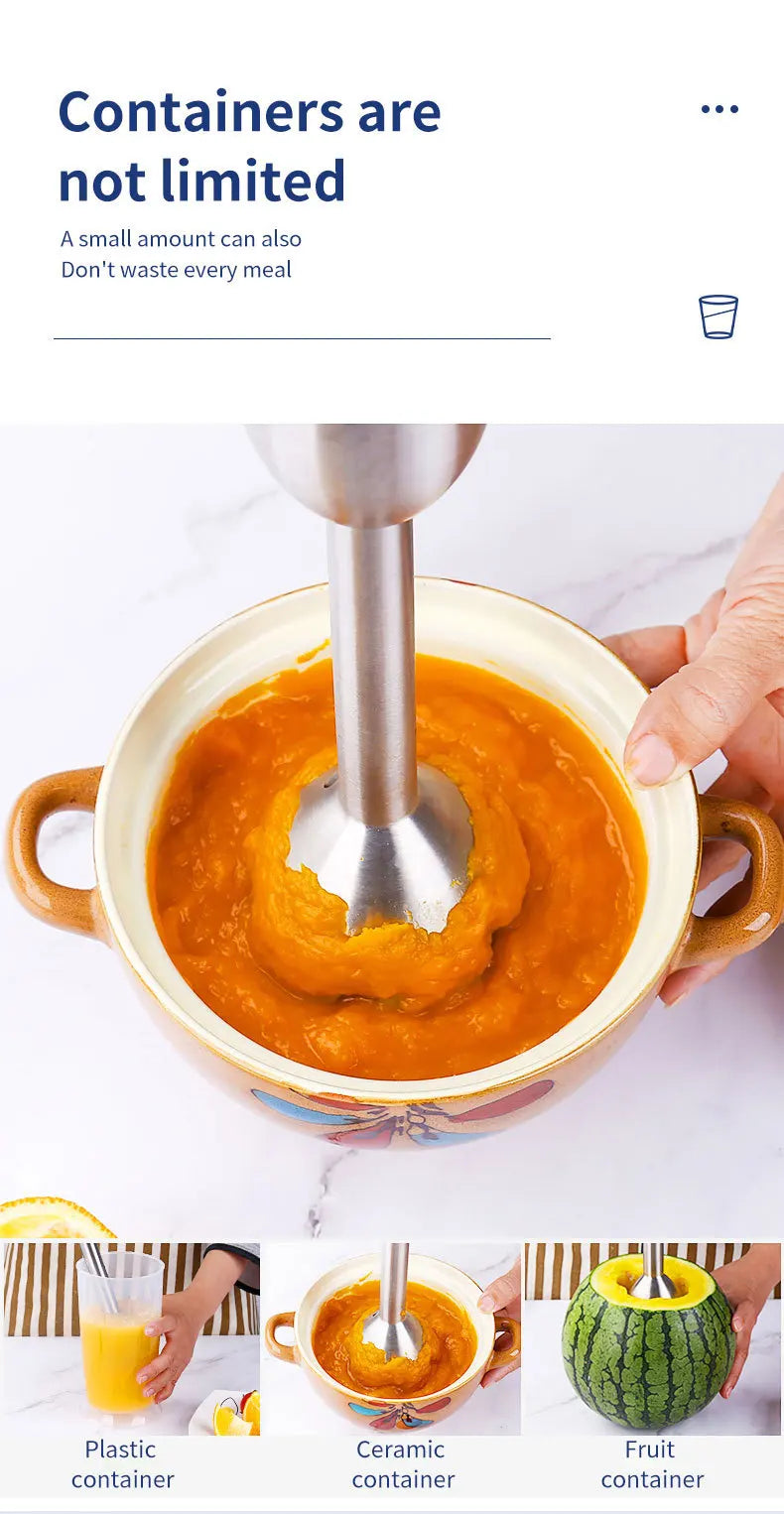 Batidora de alimentos eléctrica de mano de 400W, batidora de alimentos para frutas y verduras de 2 velocidades, batidora de huevos, molinillo de acero inoxidable, electrodomésticos EU