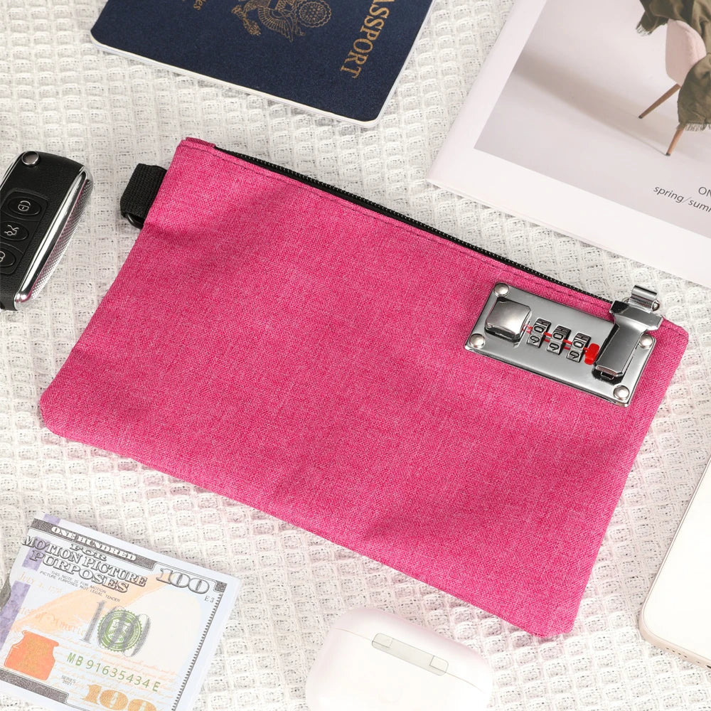 Bolsa de dinero Bolsa de depósito bancario Bolsa de medicina portátil Cartera pequeña con cerradura para monedas en efectivo