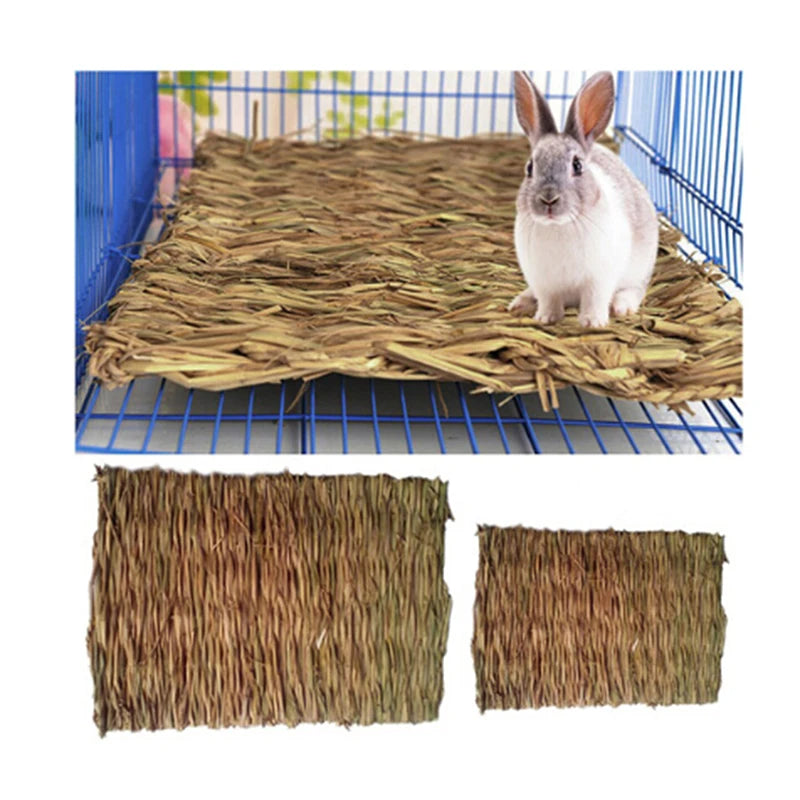 Estera de hierba de conejo para conejos, estera de heno tejida de animales pequeños, ropa de cama de paja Natural, estera de jaula de descanso para conejillo de indias, Chinchilla, hámster y rata