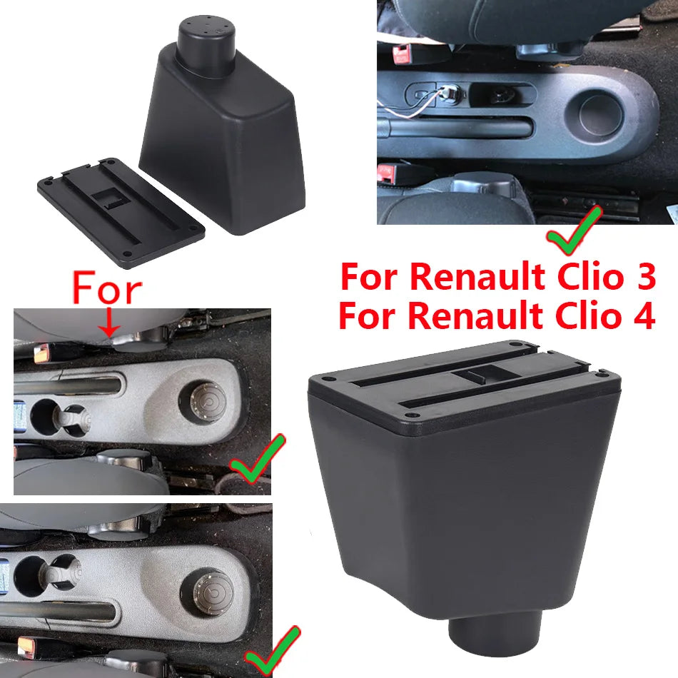 Reposabrazos para Renault Clio 4, reposabrazos Captur para Renault Clio 3 III IV, caja de almacenamiento de accesorios, piezas de reequipamiento Interior dedicado