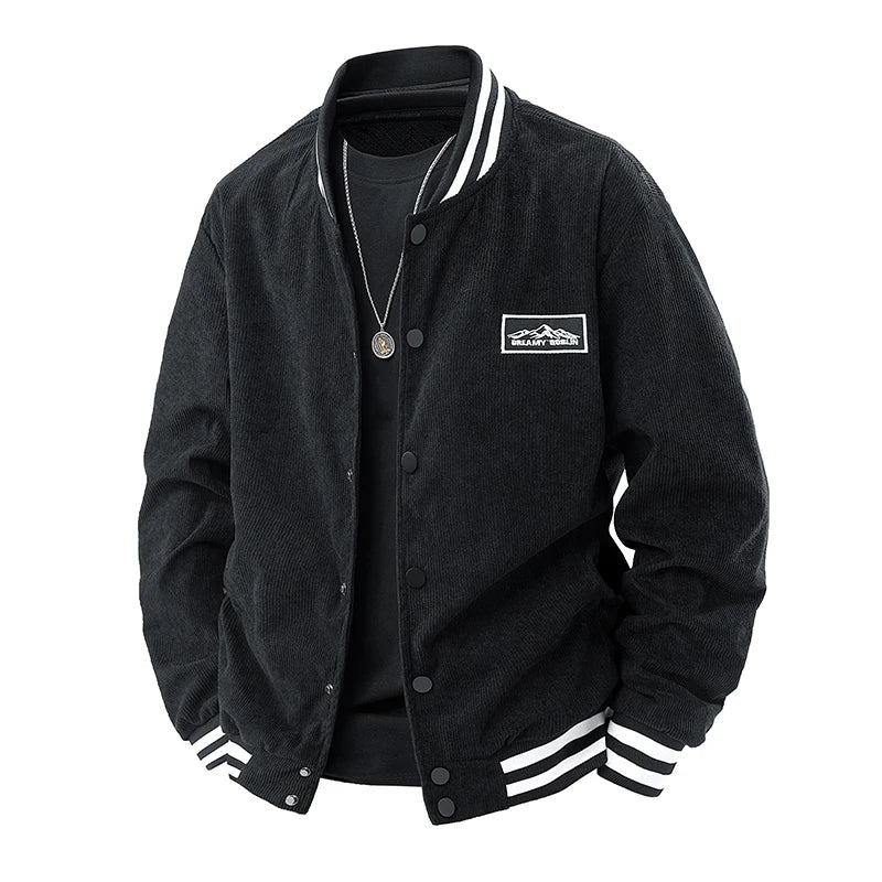 Nueva moda para hombre, chaquetas de béisbol informales para primavera y otoño, abrigos de pana Retro holgados de buena calidad para hombre, ropa para hombre talla 5XL