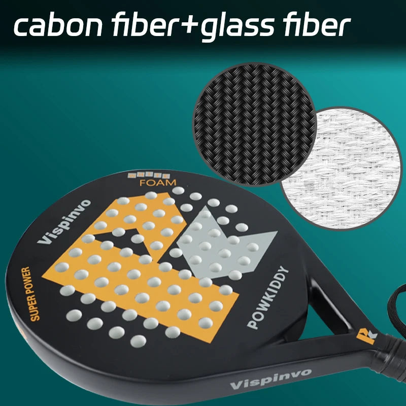 Raqueta de tenis POWKIDDY |   Raqueta de padel, hecha de material de fibra de carbono ultraligero, con fuerte elasticidad y buena calidad