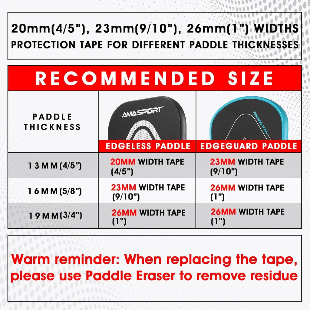 AMASPORT Cinta de protección de paleta de Pickleball 20 mm/23 mm/26 mm para cinta Euard de borde de Pickleball azul marino de 13 mm/16 mm/19 mm