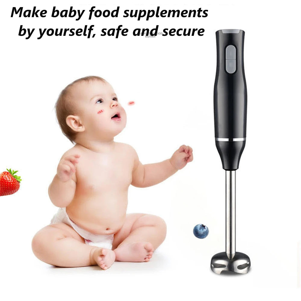 Batidora de alimentos eléctrica de mano de 400W, batidora de alimentos para frutas y verduras de 2 velocidades, batidora de huevos, molinillo de acero inoxidable, electrodomésticos EU