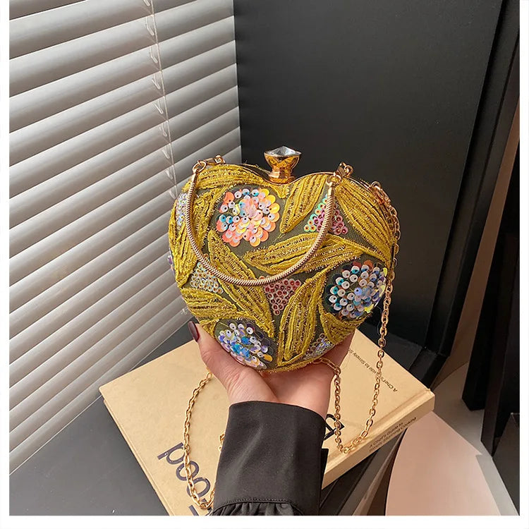 Bolso de mano para mujer 2026Nuevos bolsos de hombro con lentejuelas a la moda europea y americana, bolso de noche de mano Retro para celebridades de Internet