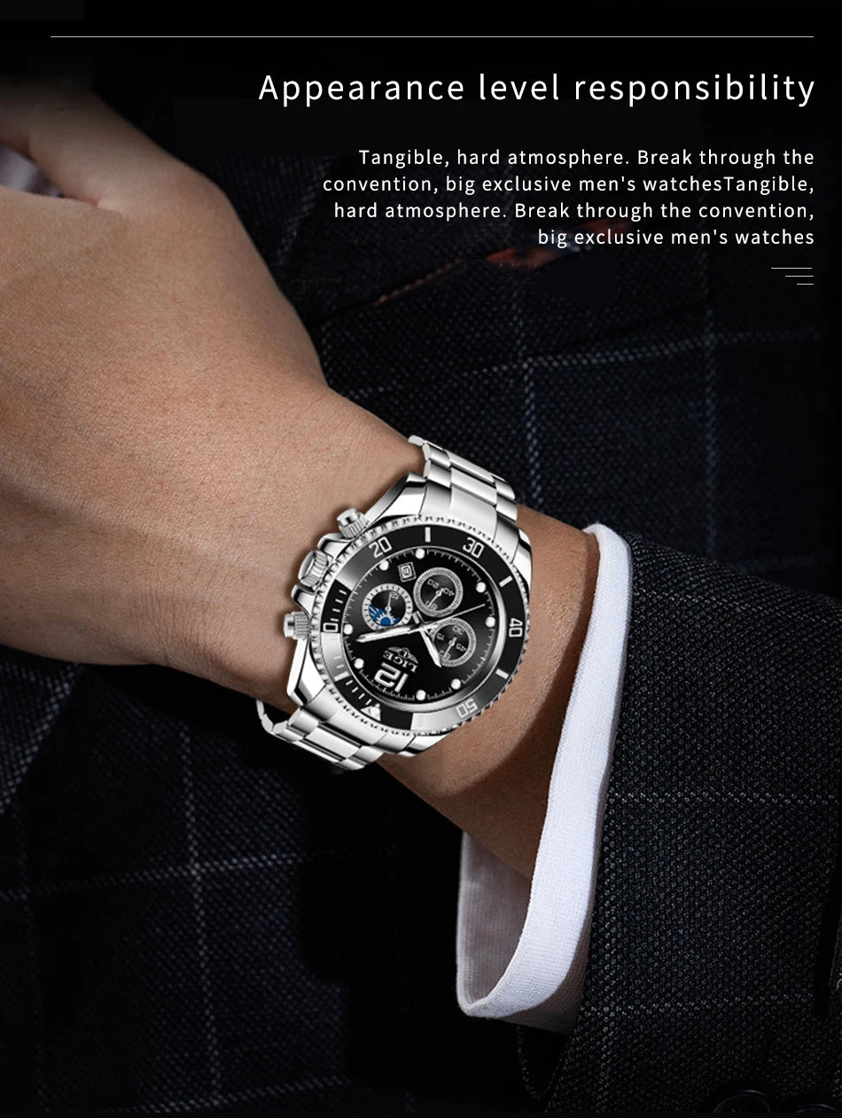 Reloj Masculino LIGE, nuevo reloj de cuarzo militar para hombre, relojes impermeables de lujo a la moda, cronógrafo con fecha de negocios para hombre