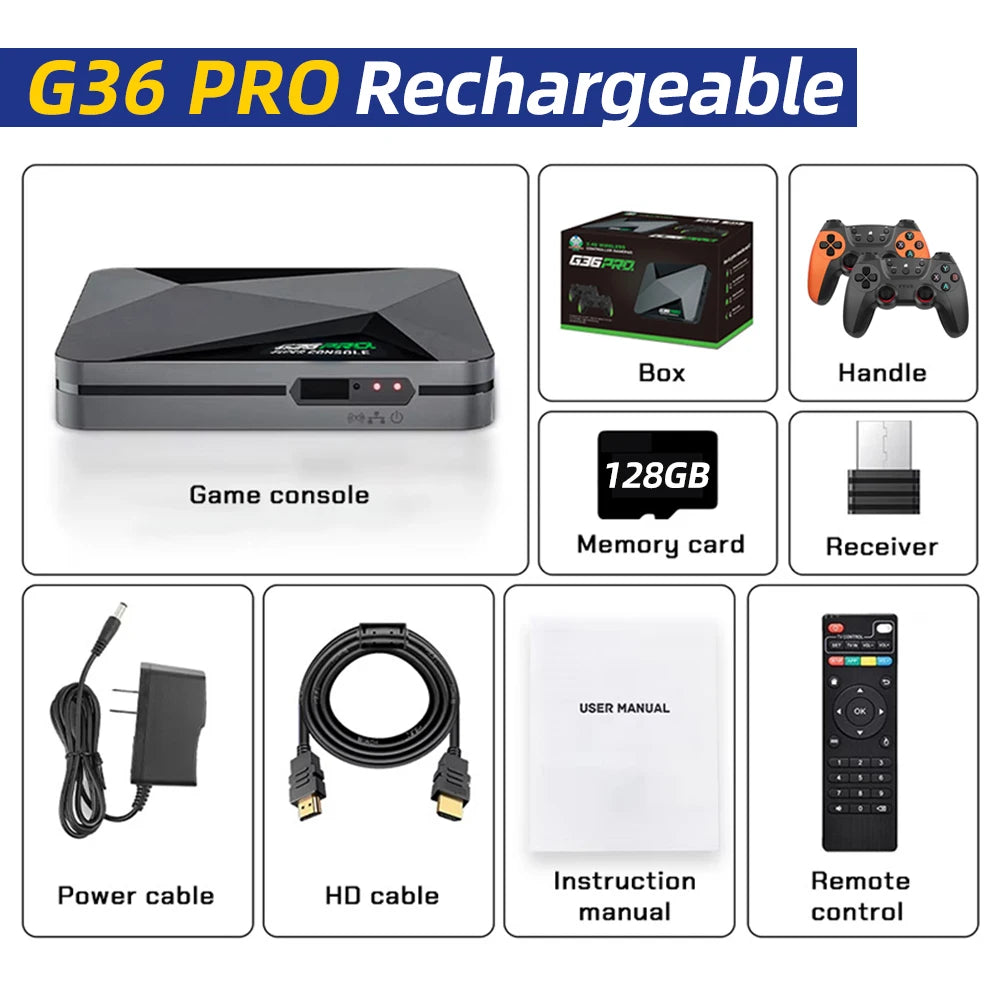 Super Consola G36 Pro ultra128G, Consola de Videojuegos Retro con Más de 60000 Juegos para MAME/PS1/PSP/DC, Regalo Retro para Niños, Consola de Juegos 4K HD