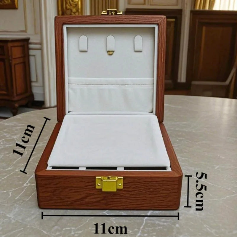 Caja de joyería de madera, pulseras de lujo, anillos, caja expositora, collares, pendientes, escaparate, baratija de mujer, Estuches de almacenamiento de joyería