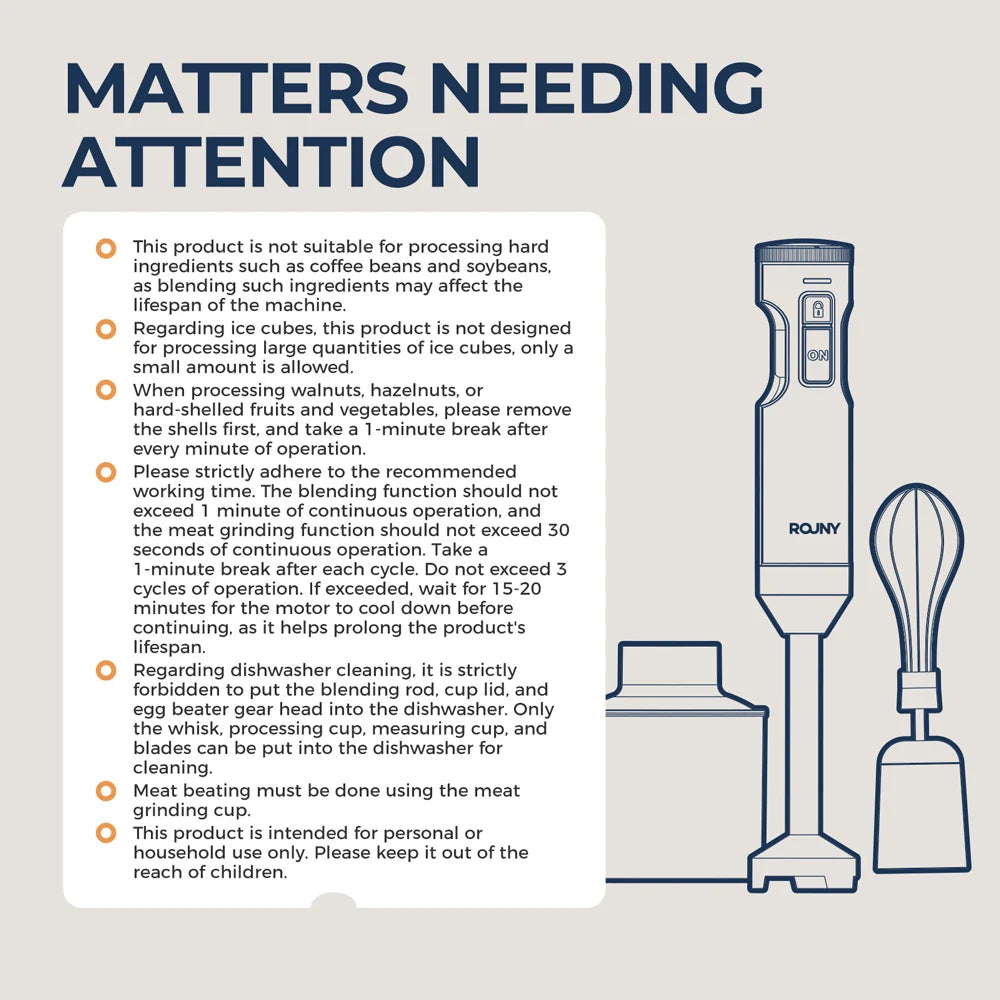 Batidora de inmersión manual potente de 1000W 4 en 1, batidora de alimentos con varilla de acero inoxidable, vaso mezclador de 700ml, procesador de 500ml, batidor