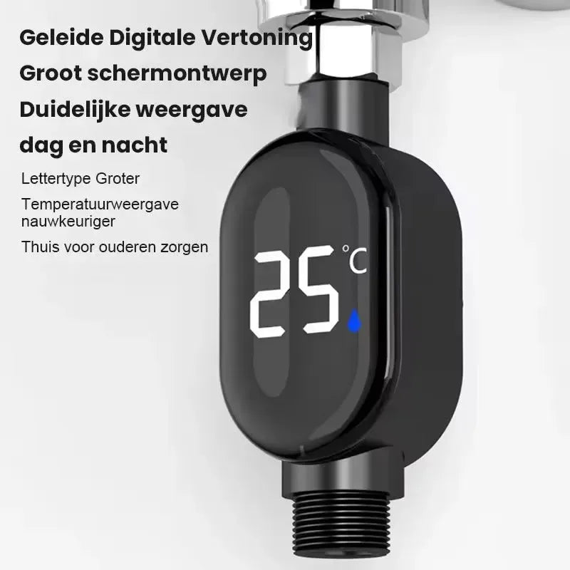 Termómetro de ducha de agua para el hogar con pantalla LED 0 ℃ ~99 ℃   Baño elegante impermeable de la medida precisa de la temperatura del agua