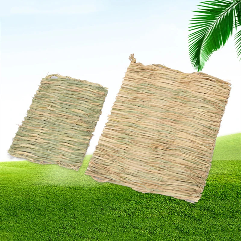 Estera de hierba de conejo para conejos, estera de heno tejida de animales pequeños, ropa de cama de paja Natural, estera de jaula de descanso para conejillo de indias, Chinchilla, hámster y rata