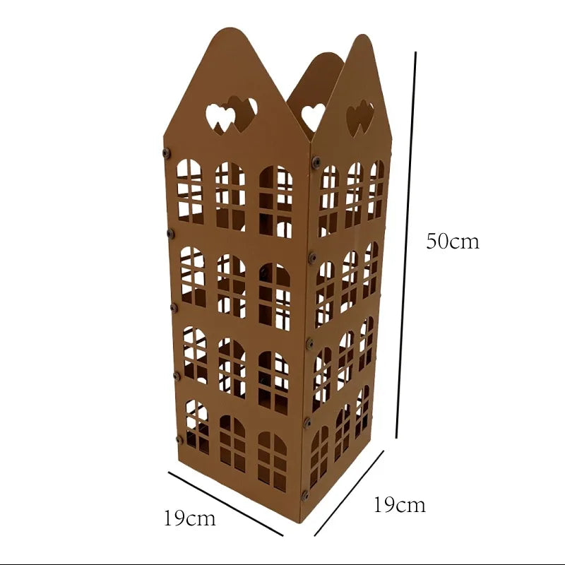Cubo de Metal para paraguas, soporte moderno para paraguas, cesta para paraguas hueca de entrada elegante, cajas de almacenamiento para paraguas de negocios para interiores