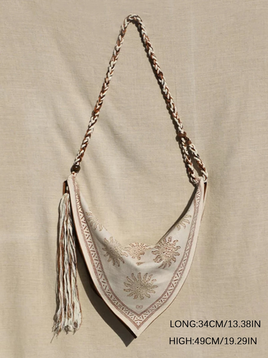 Bolso de hombro estilo bohemio chic Su con cuerda de lino para un estilo vacacional, gran capacidad, diseño exclusivo, sensación de alta gama, bolso cruzado.