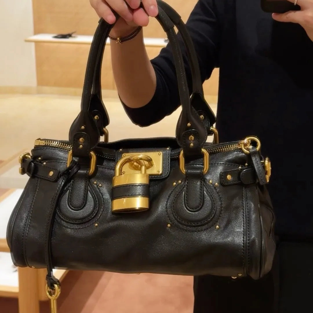 Bolso con Cabeza de Candado Retro, Bolso con Almohada con Remaches, Bolso de Chica Estilo Millennium, Bolso Cruzado para Ir al Trabajo