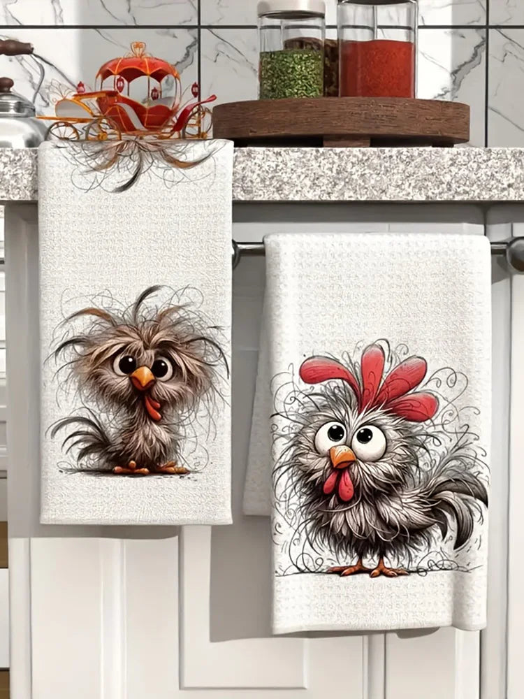 Paquete de 2 paños de limpieza para el hogar divertidos con forma de animal, estropajos, paños de cocina, paños de té y manteles individuales, utilizados para lavar y secar artículos para el hogar, paños de secado suave