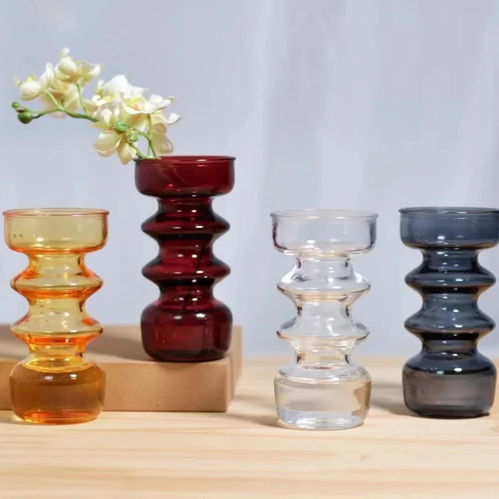 Jarrones coloridos, adornos de vidrio, decoraciones de escritorio, ramos de flores secas, salas de estar, arreglos florales, jarrones Vintage