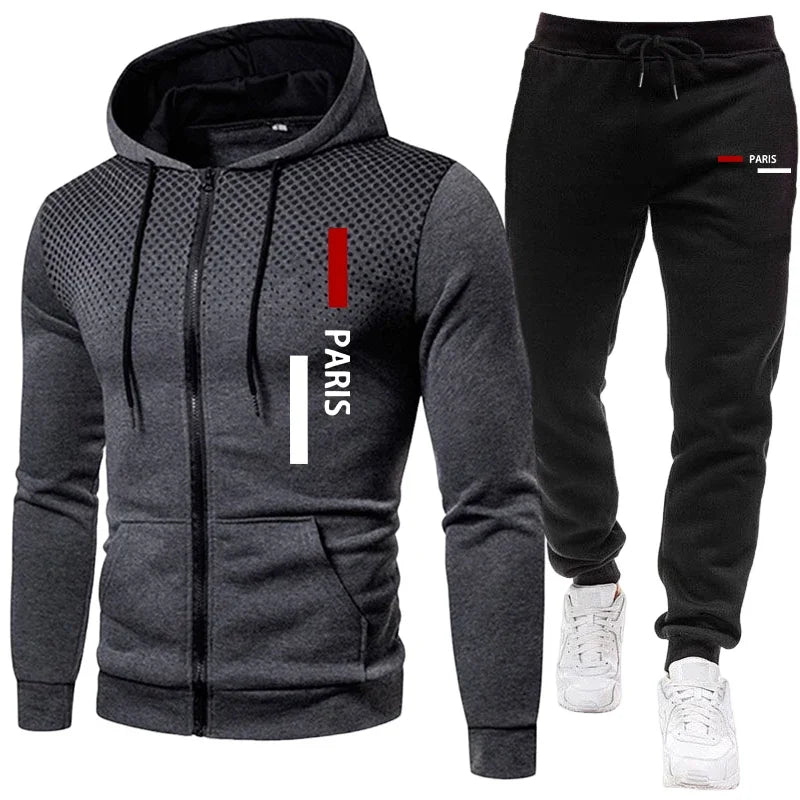 Ropa deportiva para hombre, sudadera con capucha y pantalones de chándal, sudadera deportiva informal urbana con cremallera, traje para correr, trajes de entrenamiento de otoño/invierno