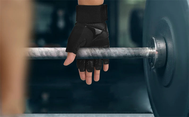 Guantes de Fitness levantamiento de pesas mancuernas culturismo Crossfit Pull Ups entrenamiento guantes de gimnasio para hombre