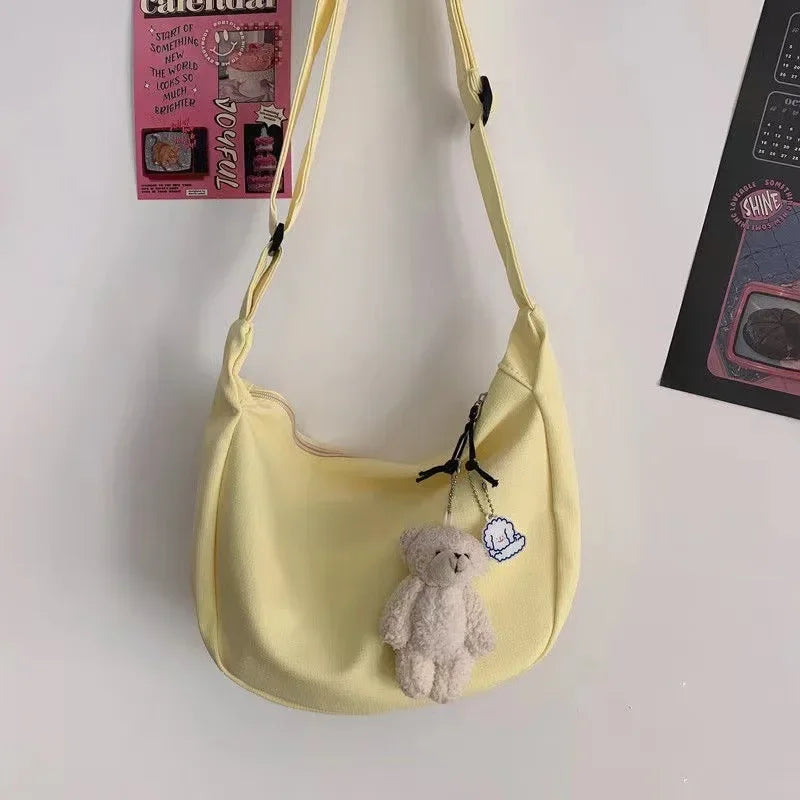 Bolso de hombro sólido Harajuku para mujer, bolsos multifunción simples que combinan con todo, bolsos cruzados de gran capacidad, monedero para adolescentes