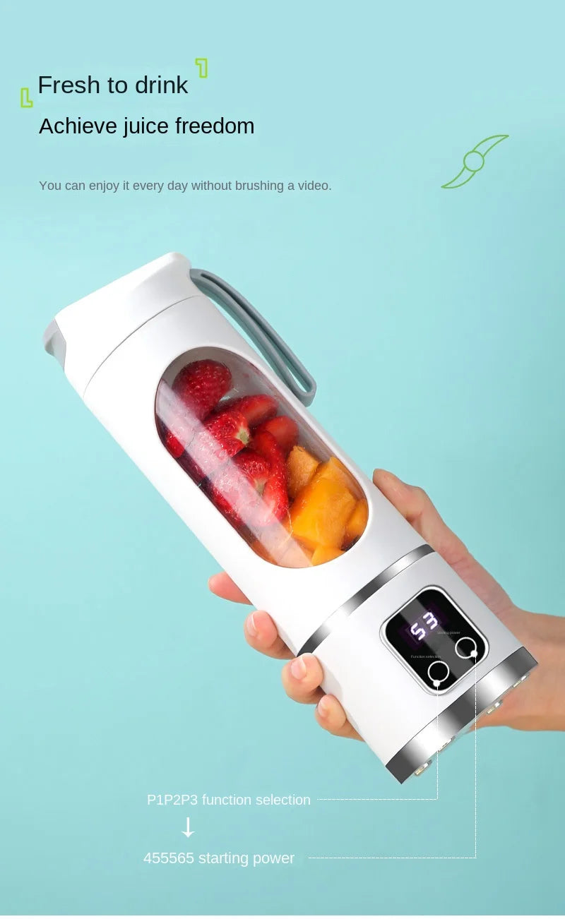 Máquina mezcladora doméstica, licuadora portátil, exprimidor eléctrico triturado con 3 velocidades, 450ML, gran capacidad, pantalla Digital, taza de jugo