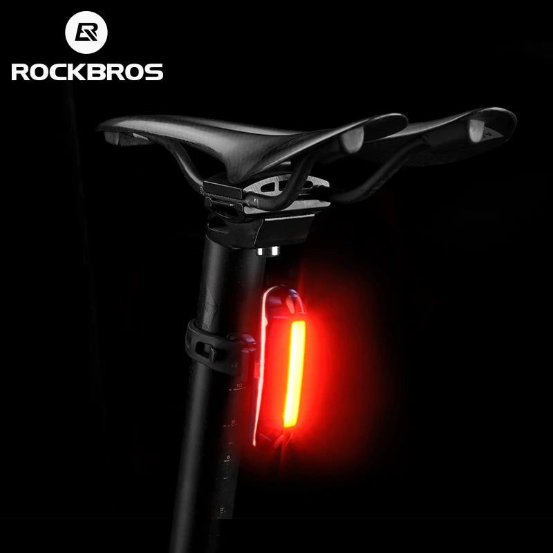 Luz trasera resistente al agua para bicicleta ROCKBROS luz trasera LED USB recargable de seguridad luz trasera para bicicleta