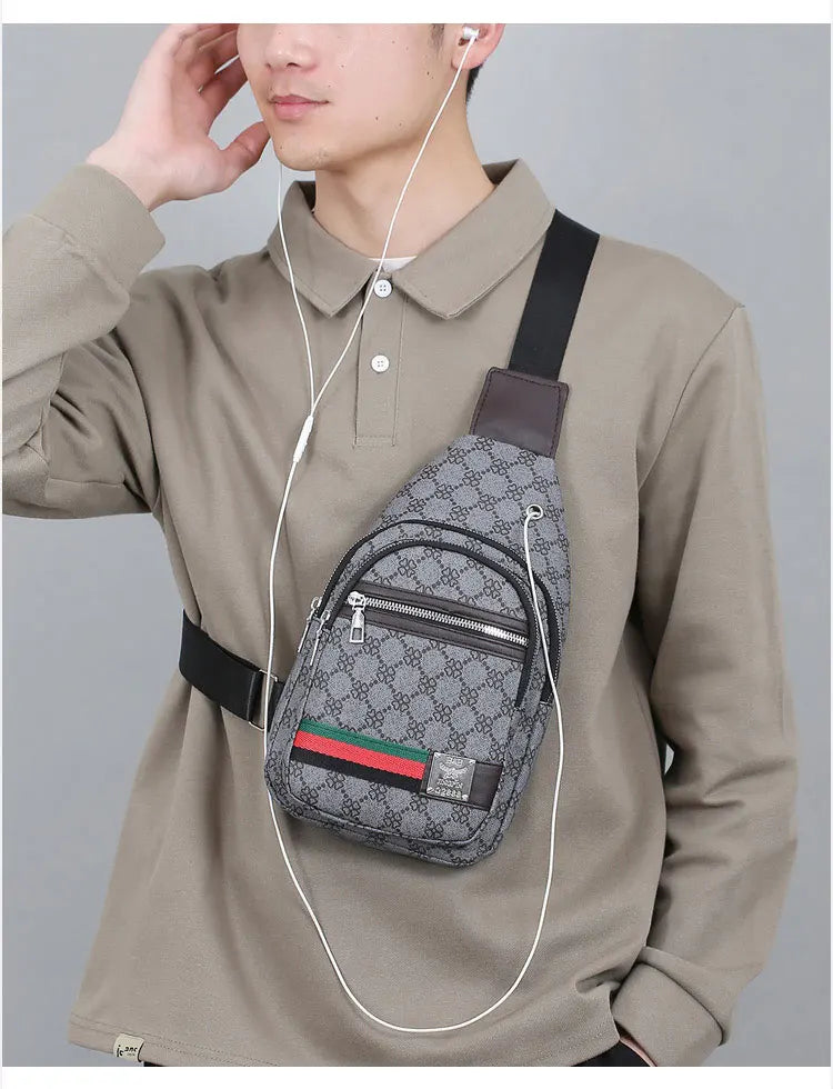 Bolso Mensajero Multifuncional para Hombre, Bolso de Hombro, Bolso Casual Cruzado con Orificio para Auriculares