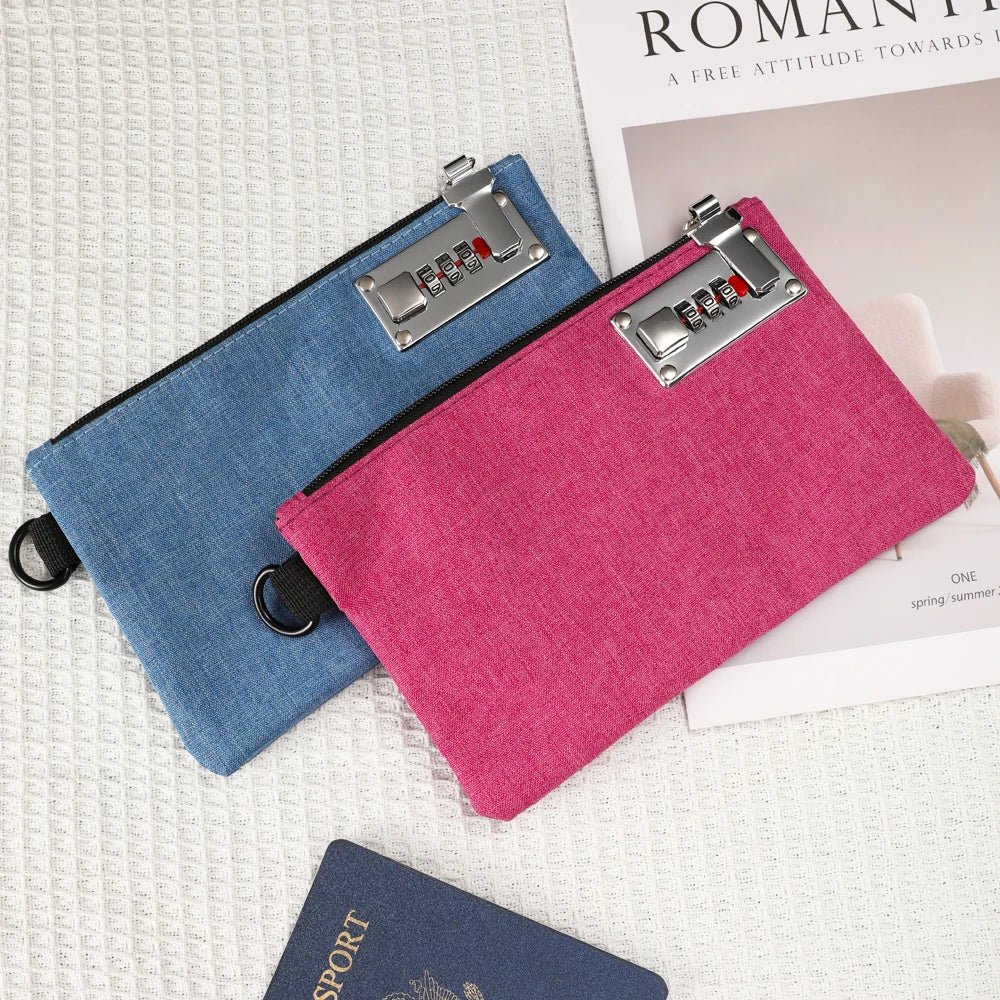 Bolsa de dinero Bolsa de depósito bancario Bolsa de medicina portátil Cartera pequeña con cerradura para monedas en efectivo