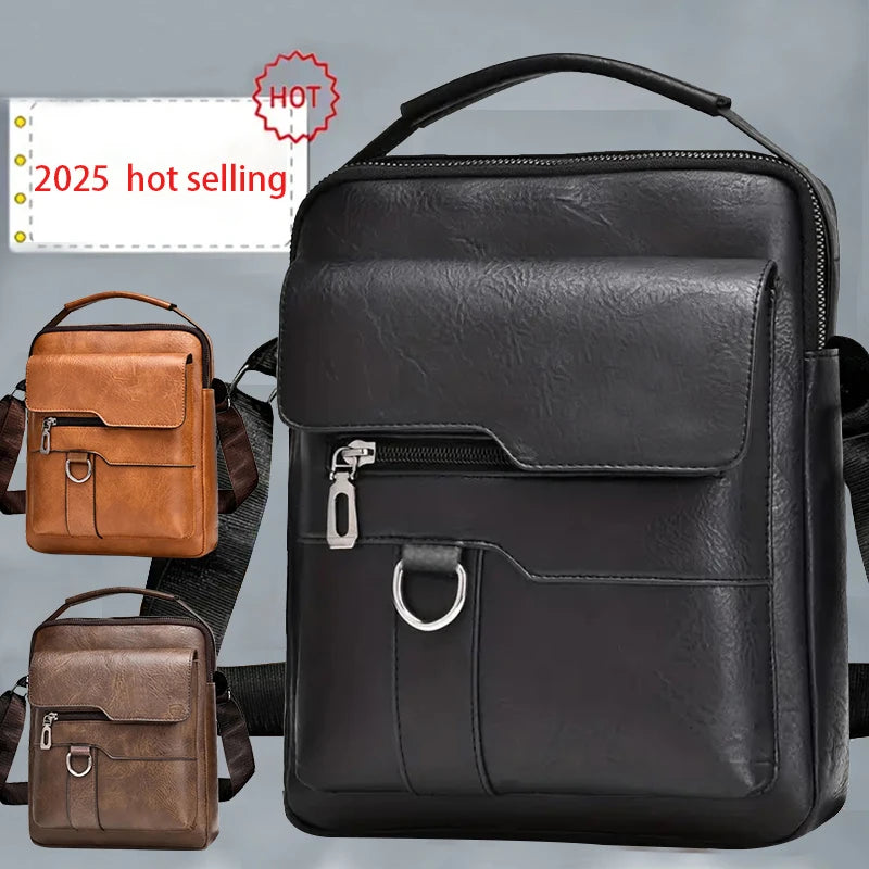 Bolso de hombro para hombre, informal, de negocios, estilo Vertical, nuevo bolso cruzado, bolso de cuero suave, mochila de viaje de estilo Unisex