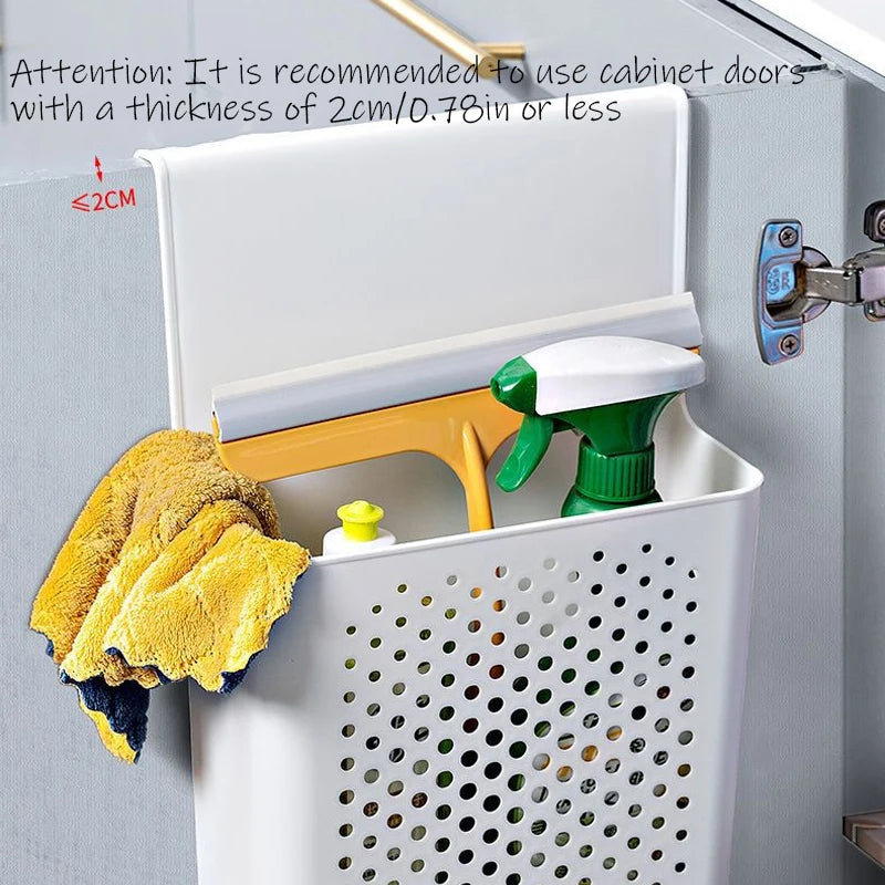 Caja de almacenamiento no perforada montada en la pared con puerta de gabinete, utilizada para cestas de almacenamiento de jengibre y ajo de cocina, almacenamiento de lavado de baño