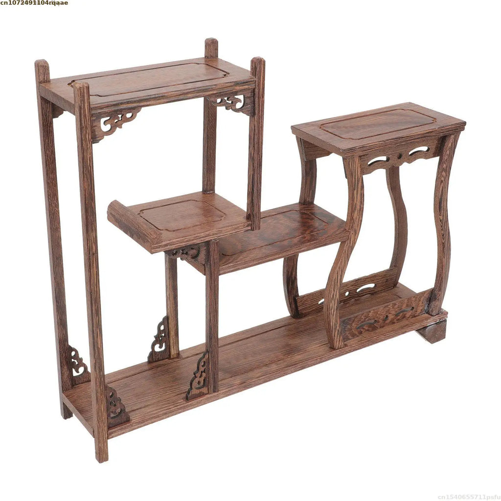 Estante de Almacenamiento de Madera Maciza Natural, Soporte de Almacenamiento para Cocina, Estante Decorativo para Jarrones, Bonsáis, Plantas, Figuras, Juegos de Té