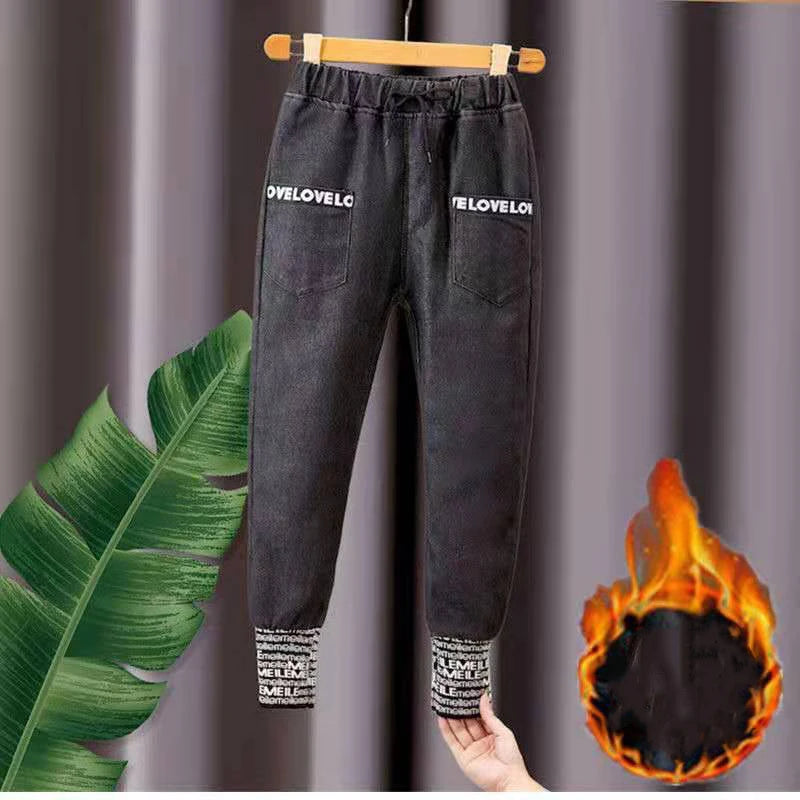 Pantalones para adolescentes de 3 a 14 años, ropa Infantil para niñas, pantalones vaqueros de lana de invierno para niños, pantalones vaqueros para niños, ropa para niñas