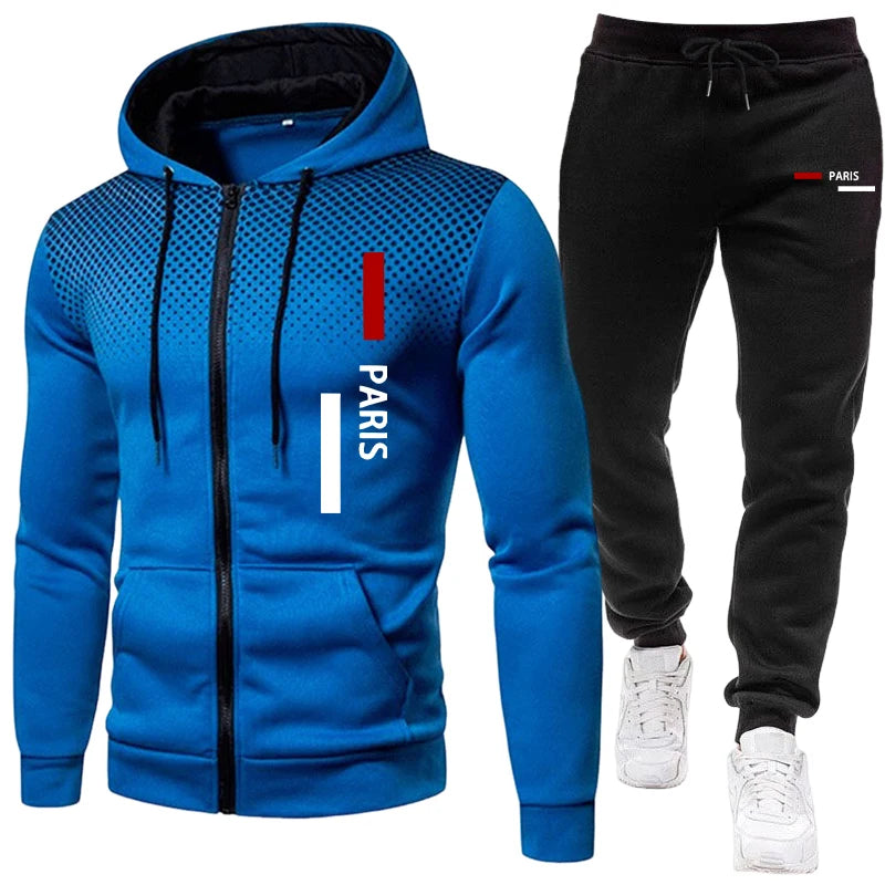 Ropa deportiva para hombre, sudadera con capucha y pantalones de chándal, sudadera deportiva informal urbana con cremallera, traje para correr, trajes de entrenamiento de otoño/invierno