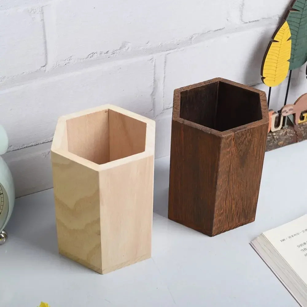 Portalápices de madera para almacenamiento de escritorio, caja porta bolígrafos de gran capacidad estilo INS, organizador de lápices de madera multifuncional