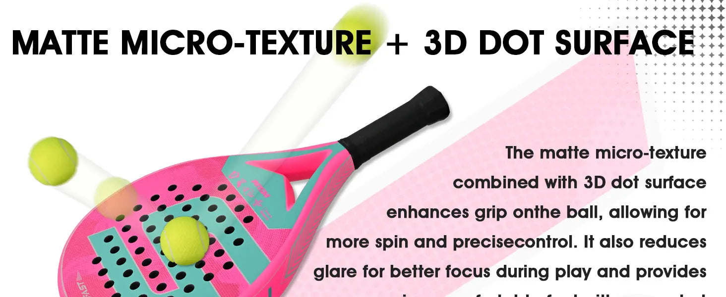 Raqueta de Pádel de Fibra de Carbono, Forma Redonda, Núcleo de EVA, Alto Control, Raqueta de Tenis de Pádel para Jugadores Principiantes
