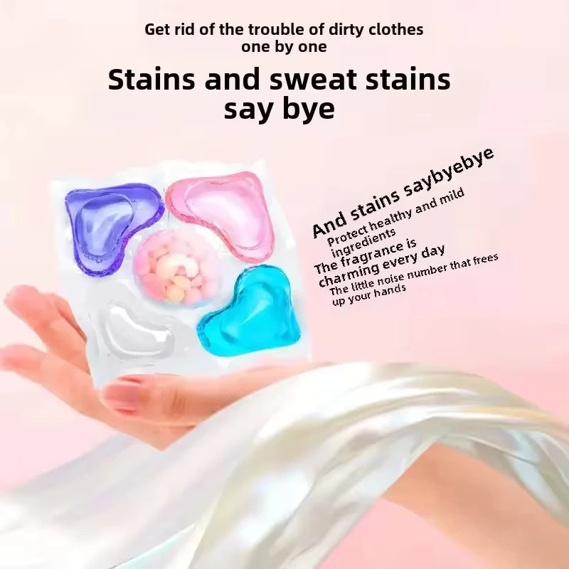 5 en 1 cuentas de lavandería detergente cápsula líquida bolas caja de jabón aroma Gardenia fragancia perfumada cuenta para lavadora doméstica