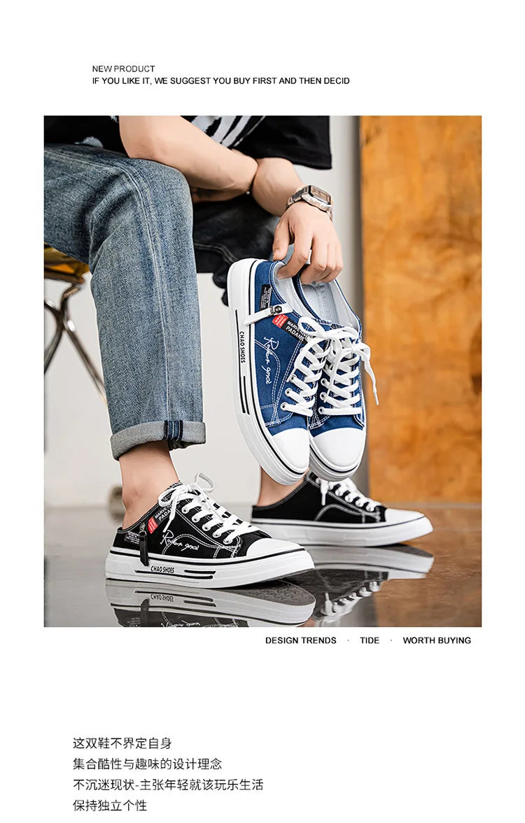 Zapatillas deportivas para hombre, zapatillas de lona transpirables con punta cerrada, mocasines a la moda para hombre, Zapatos para caminar al aire libre 2025, Zapatos de hombre