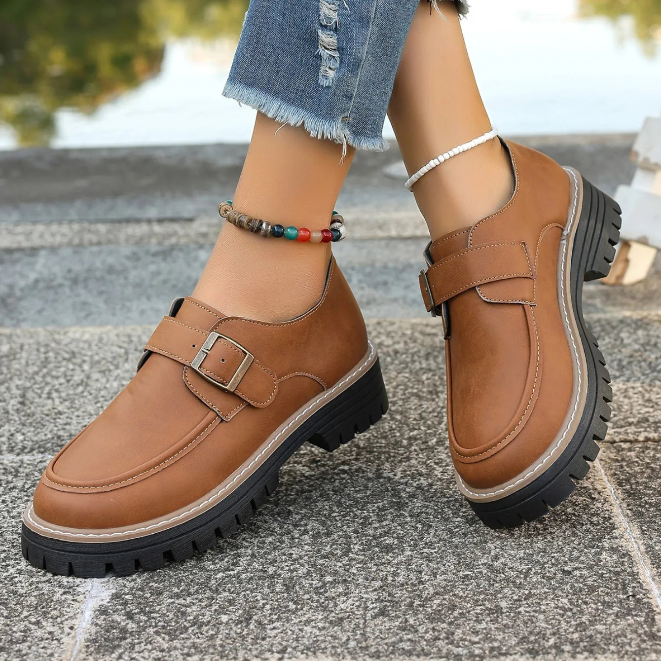 Zapatillas De deporte con plataforma para Mujer, Zapatos planos informales De diseñador De otoño para Mujer, zapatillas cómodas para caminar con hebilla De tendencia, Zapatos De Mujer