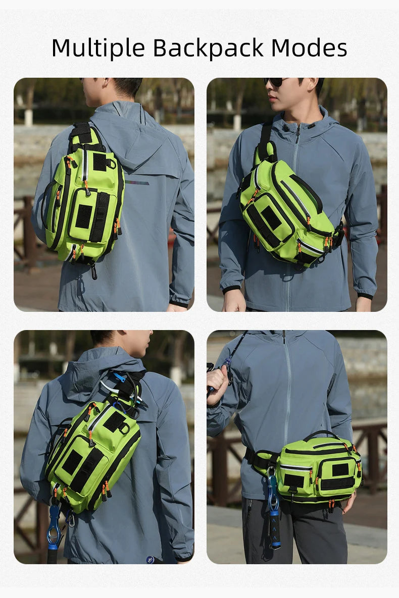 Bolsa de pecho para senderismo para hombre, riñonera de viaje con múltiples bolsillos, para escalada al aire libre, correr, ciclismo, bandolera, bolsa de aparejo con cinturón Molle deportiva