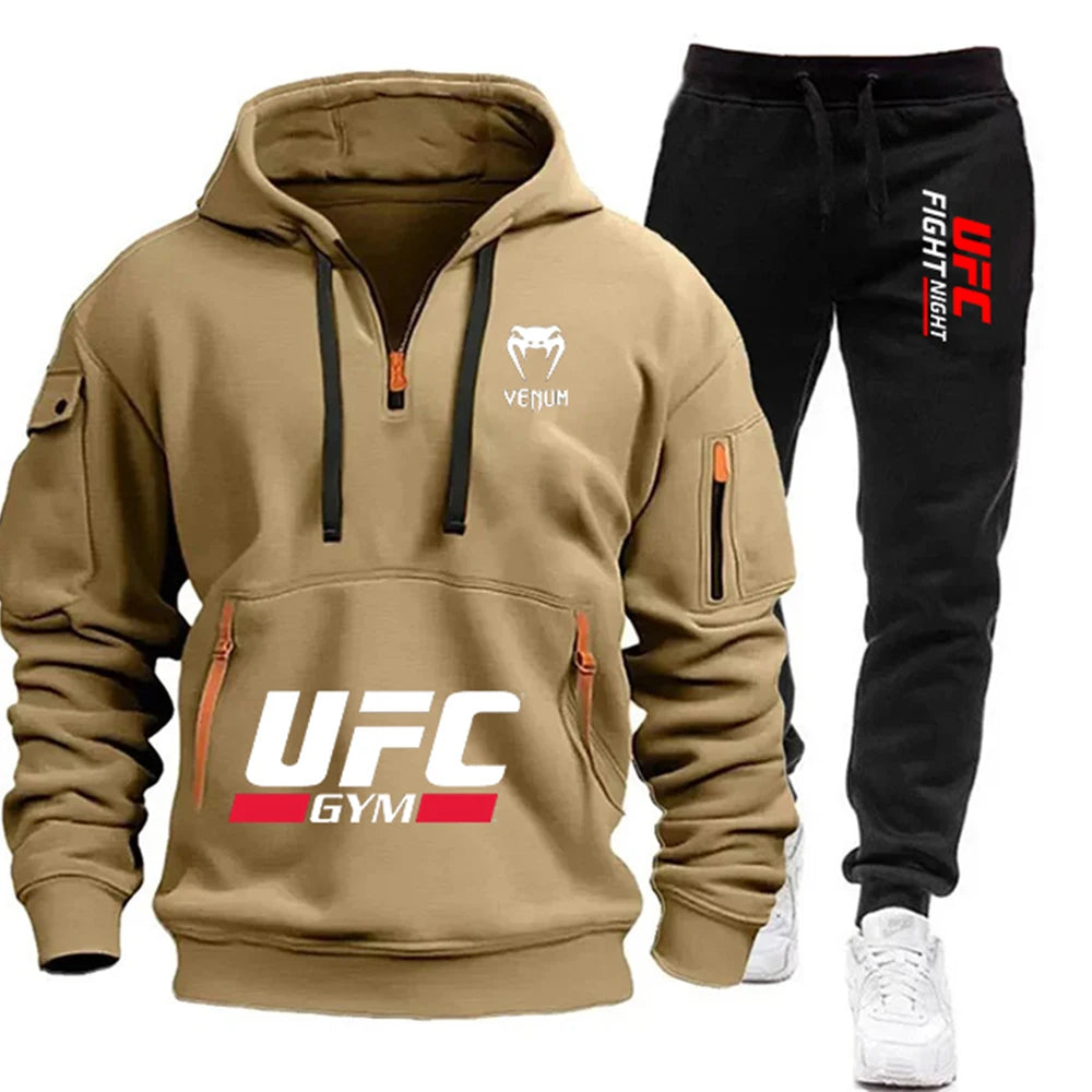 2026 nova sudadera con capucha de lucha UFC + Pantalones conjunto de dos piezas Otoño/Invierno moda Casual al aire libre resistir