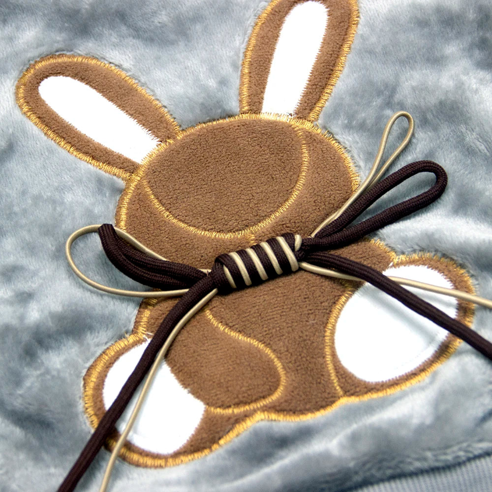 Ropa de invierno para niños, conjunto de pijamas de conejo de dibujos animados de otoño para niñas y niños, conjuntos de 2 uds de forro polar de franela gruesa, ropa de dormir cálida para niños