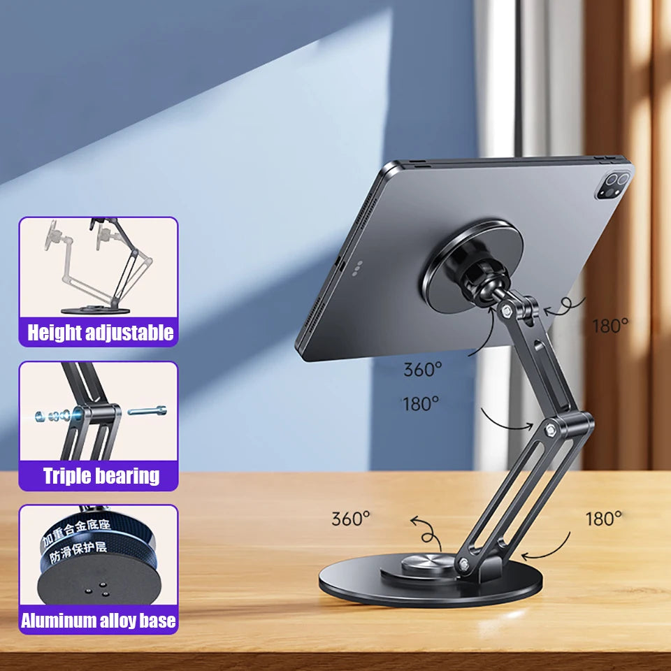 OUTMIX El nuevo soporte magnético resistente para tabletas compatible con iPad, con rotación de 360 grados para escritorio y oficina, práctico y conveniente.