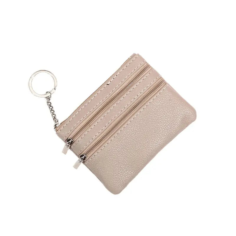 Monedero de cuero PU a la moda, cartera pequeña para mujer, monederos de cambio, Mini bolsas de dinero con cremallera, billeteras de bolsillo para niños, llavero