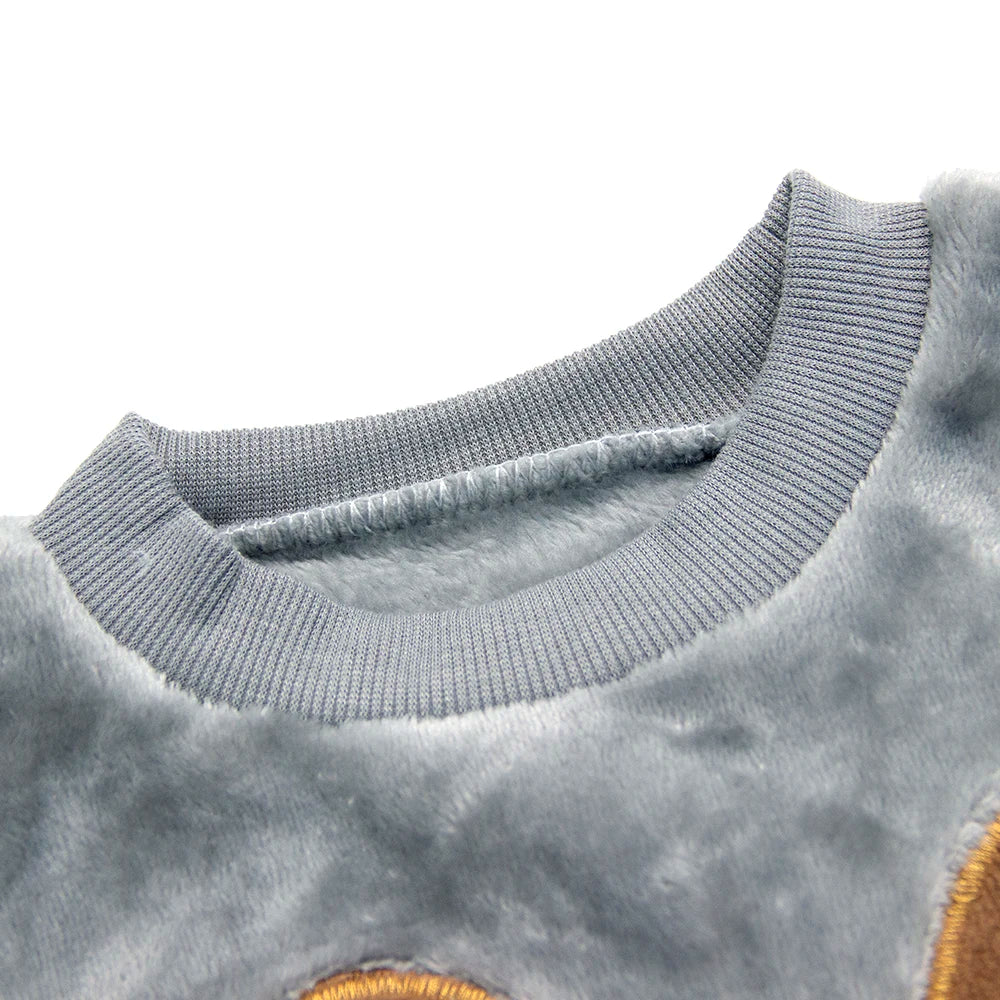 Ropa de invierno para niños, conjunto de pijamas de conejo de dibujos animados de otoño para niñas y niños, conjuntos de 2 uds de forro polar de franela gruesa, ropa de dormir cálida para niños