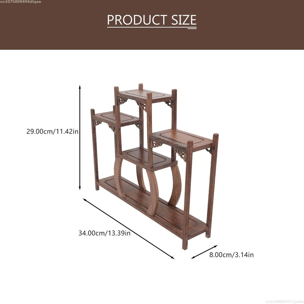 Estante de Almacenamiento de Madera Maciza Natural, Soporte de Almacenamiento para Cocina, Estante Decorativo para Jarrones, Bonsáis, Plantas, Figuras, Juegos de Té