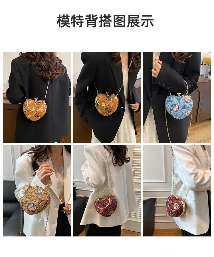 Bolso de mano para mujer 2026Nuevos bolsos de hombro con lentejuelas a la moda europea y americana, bolso de noche de mano Retro para celebridades de Internet