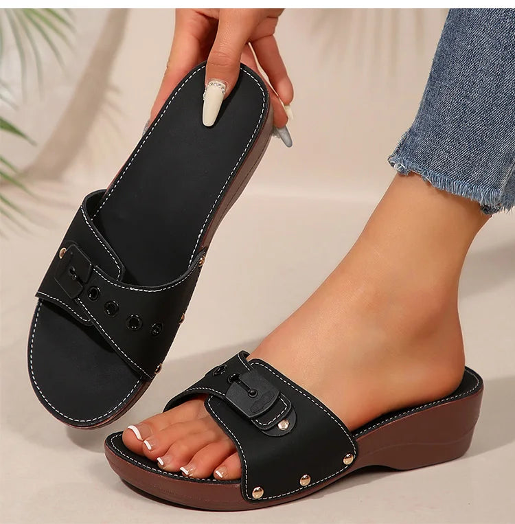Sandalias de moda, zapatos de verano para mujer, zapatos de cuña para mujer, sandalias suaves para mujer, calzado deslizante para exteriores, zapatos de mujer